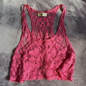 Abercrombie & Fitch Lace Crop Top - Hot Pink